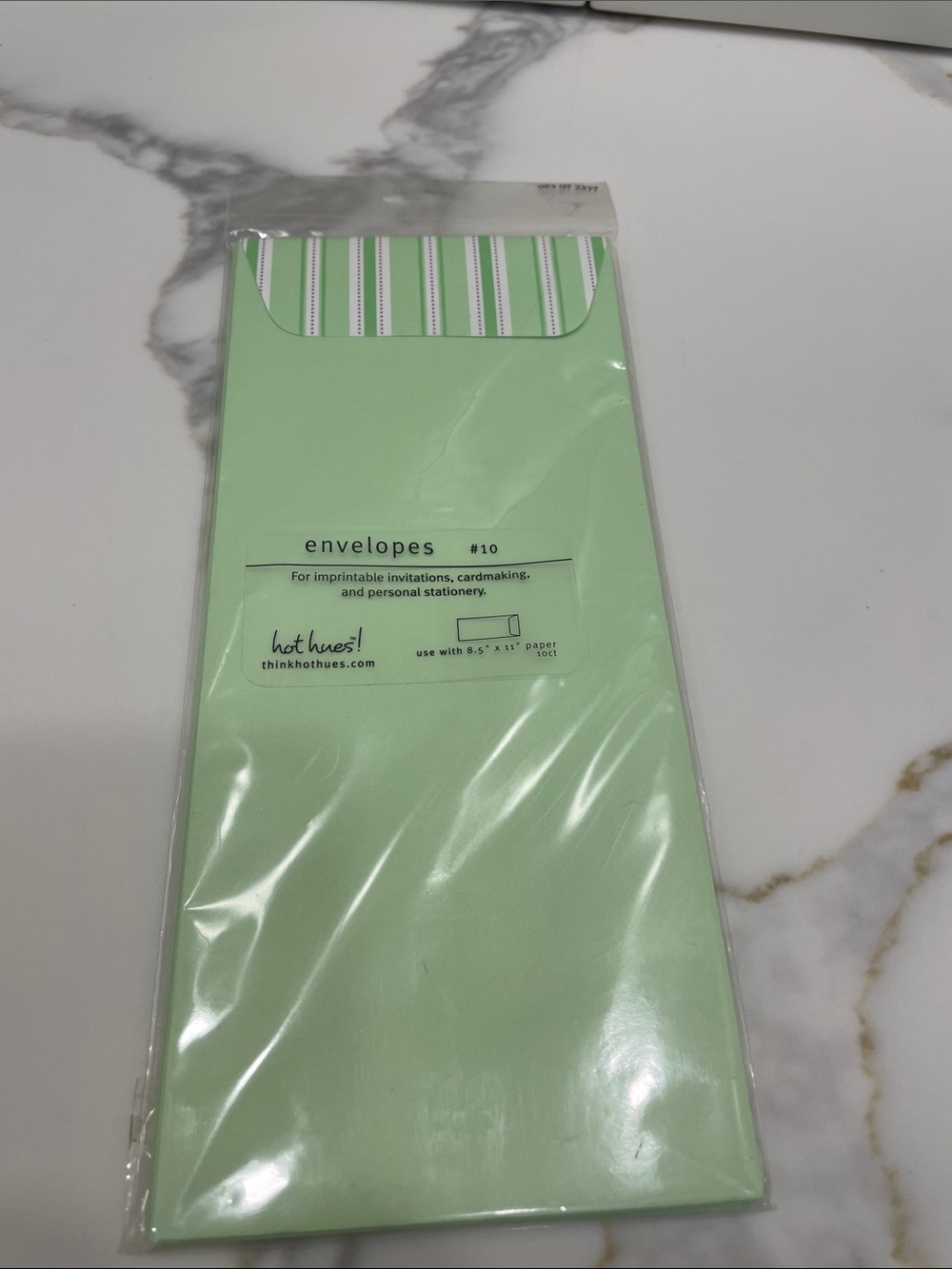 Light Mint #10 Envelopes with Striped Flap